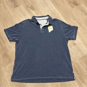 Tommy Bahama Polo Shirt Mens 2XL Midnight Blue Shoreline Surf Golf Hiking Casual